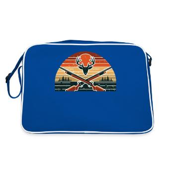 Retro Sunset Deer Hunting Hunt Hunter Wild Elk - Retro Bag - blue/white - Back