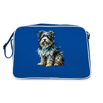 Polygon Art Tibetan Terrier Terriers - Retro Bag - blue/white - Back