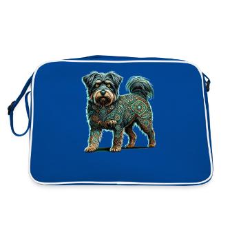 Mandala Art Tibetan Terrier Terriers - Retro Bag - blue/white - Back