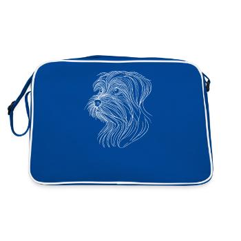 Line Art Tibetan Terrier Terriers - Retro Bag - blue/white - Back