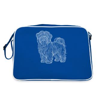 Line Art Tibetan Terrier Terriers - Retro Bag - blue/white - Back
