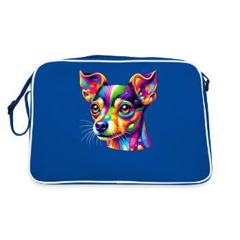 Buntes Pop Art Spielzeug Foxterrier Amerikanisches Spielzeug - Retro Tasche - Blau/Weiß - Hinten