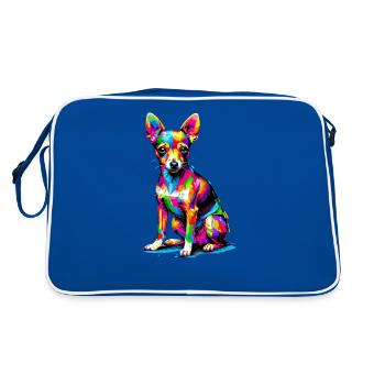 Buntes Pop Art Spielzeug Foxterrier Amerikanisches Spielzeug - Retro Tasche - Blau/Weiß - Hinten