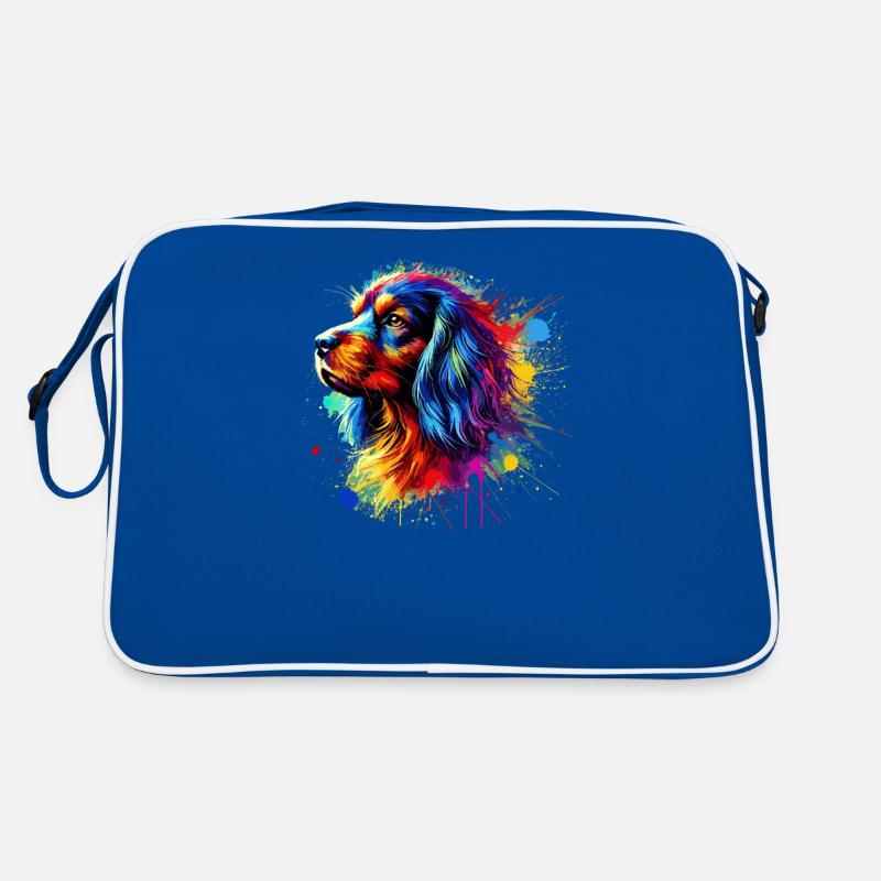 Bunte Splash Art Kleine Münsterländer Retro Tasche