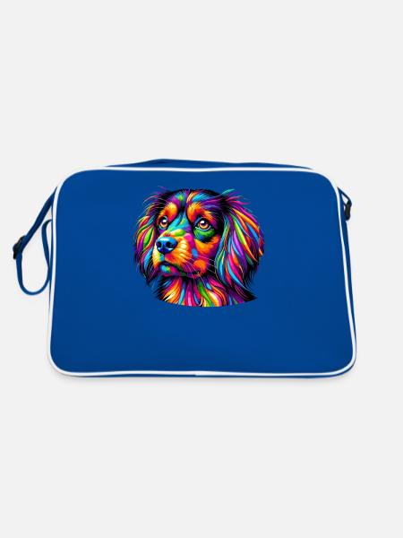 Colorful Pop Art Small Munsterlander - Retro Bag - blue/white - Back