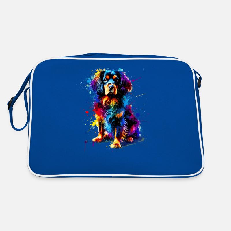 Bunte Splash Art Kleine Münsterländer Retro Tasche