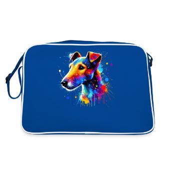 Colorful Splash Art Smooth Fox Terrier - Retro Bag - blue/white - Back