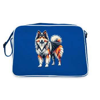 Geometric Art Icelandic Sheepdog - Retro Bag - blue/white - Back