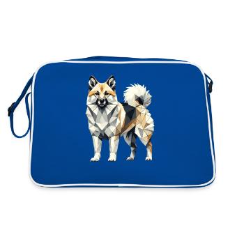 Geometric Art Norwegian Buhund - Retro Bag - blue/white - Back