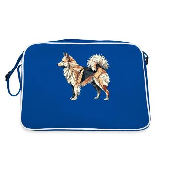 Geometric Art Norwegian Buhund - Retro Bag - blue/white - Back
