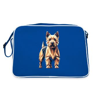 Geometric Art Norwich Terrier Terriers - Retro Bag - blue/white - Back