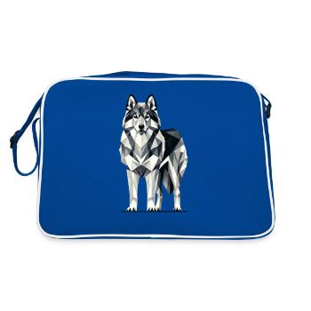 Geometric Art Norwegian Elkhound - Retro Bag - blue/white - Back