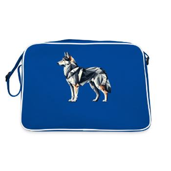 Geometric Art Norwegian Elkhound - Retro Bag - blue/white - Back