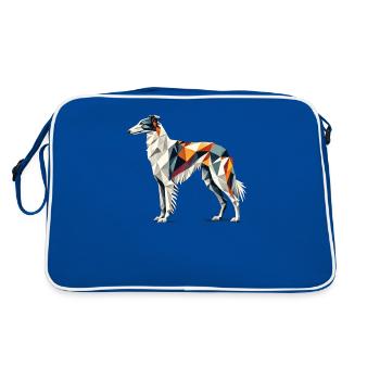 Geometric Art Borzoi Russian Hunting Sighthound - Retro Bag - blue/white - Back