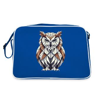 Geometric Art Owl Bird Owlet Owls Lover - Retro Bag - blue/white - Back