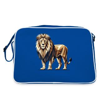 Art géométrique Lion Afrique Safari Zoo Lions Lions - Sac Retro - bleu/blanc - Dos