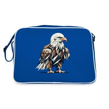 Geometrische Kunst Weißkopfseeadler Weißkopfseeadler - Retro Tasche - Blau/Weiß - Hinten