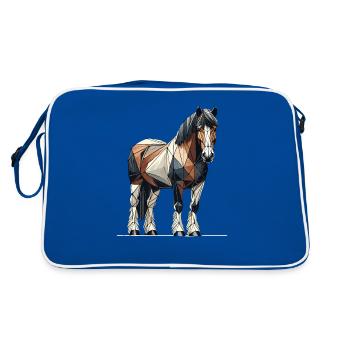 Geometrische Kunst Reiten Reiten Reiten - Retro Tasche - Blau/Weiß - Hinten
