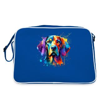 Bunte Splash Art Plott Hund Plott Hund - Retro Tasche - Blau/Weiß - Hinten