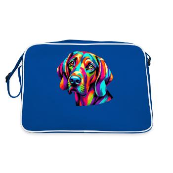 Bunte Pop Art Plott Hound Plott Hund - Retro Tasche - Blau/Weiß - Hinten