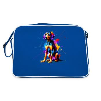 Bunte Splash Art Plott Hund Plott Hund - Retro Tasche - Blau/Weiß - Hinten