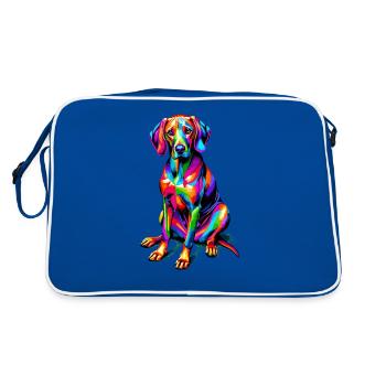 Bunte Pop Art Plott Hound Plott Hund - Retro Tasche - Blau/Weiß - Hinten
