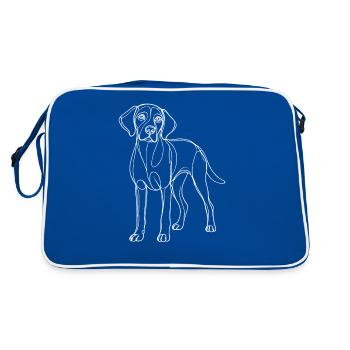 Linie Kunst Plott Hund Plott Hund - Retro Tasche - Blau/Weiß - Hinten