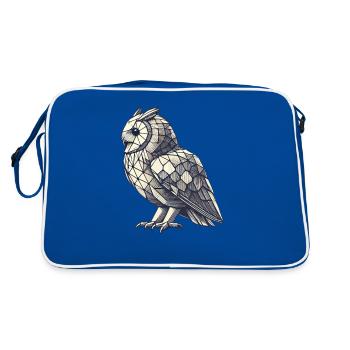 Geometric Art Owl Bird Owlet Owls Lover - Retro Bag - blue/white - Back