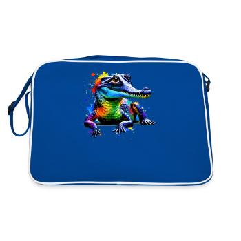 Colorful Splash Art Gharial Gharials - Retro Bag - blue/white - Back