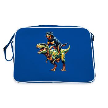Art Géométrique Dinosaure T-Rex Rottweiler - Sac Retro - bleu/blanc - Dos