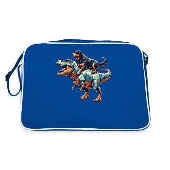 Art Géométrique Dinosaure T-Rex Rottweiler - Sac Retro - bleu/blanc - Dos