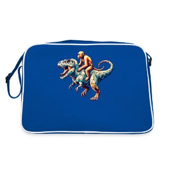 Art Géométrique Dinosaure T-Rex Singe Tyrannosaure - Sac Retro - bleu/blanc - Dos