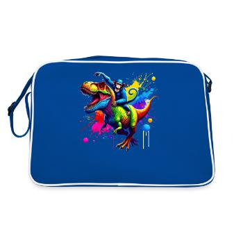 Splash Art Dinosaure T-Rex Singe Tyrannosaurus Rex - Sac Retro - bleu/blanc - Dos
