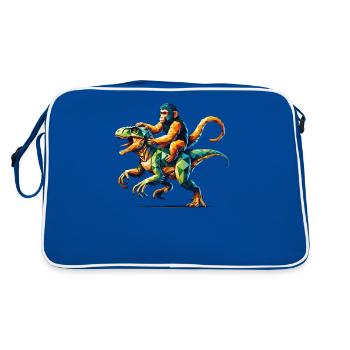 Art Géométrique Dinosaure T-Rex Singe Tyrannosaure - Sac Retro - bleu/blanc - Dos