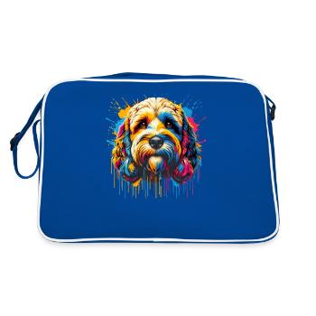 Splash Art Cockapoo Cockapoos Cockerpoo - Retro Bag - blue/white - Back