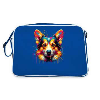 Splash Art Cardigan Welsh Corgi Dad Corgis - Retro Bag - blue/white - Back