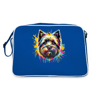 Coloré Splash Art Cairn Terrier Terriers - Sac Retro - bleu/blanc - Dos