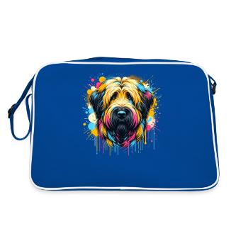 Colorful Splash Art Briard Briards - Retro Bag - blue/white - Back