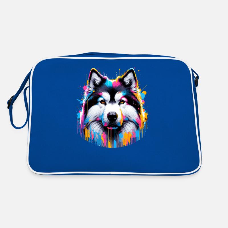 Splash Art Kanadischer Eskimo-Hund Retro Tasche
