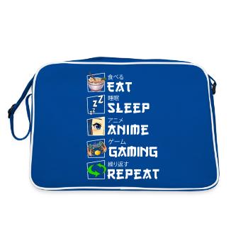 Drôle Japonais Manger Dormir Anime Gaming Répéter Manga - Sac Retro - bleu/blanc - Dos