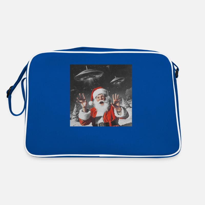 Père Noël Selfie avec OVNI, Imprimé Étrange Sac Retro