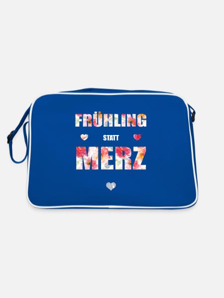 Frühling statt Merz - Retro Tasche - Blau/Weiß - Hinten