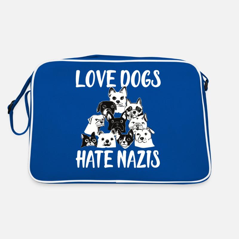 Love Dogs Hate Nazis Retro Tasche