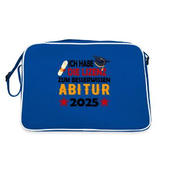 Abitur 2025 Abireise Abifeier Abifahrt Abiturient - Retro Tasche - Blau/Weiß - Hinten
