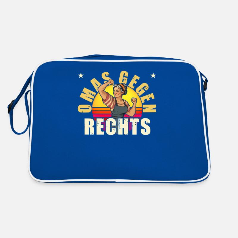 Olas gegen rechts - Retro Tasche - Blau/Weiß