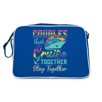 Schwule Kreuzfahrt LGBT Gaycation Cruising Urlaub - Retro Tasche - Blau/Weiß - Hinten