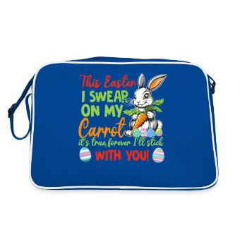 Déclaration d’amour de Pâques avec lapin, œufs et carotte - Sac Retro - bleu/blanc - Dos