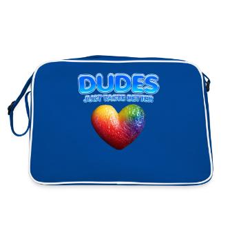 Dudes Just Taste Better Pride Month LGBTQ Gay - Retro Bag - blue/white - Back