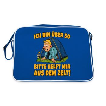 Camping Ü50 – Helft mir aus dem Zelt! - Retro Tasche - Blau/Weiß - Hinten