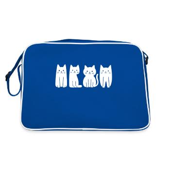 Série de chats avec caractère – Motif amusant - Sac Retro - bleu/blanc - Dos